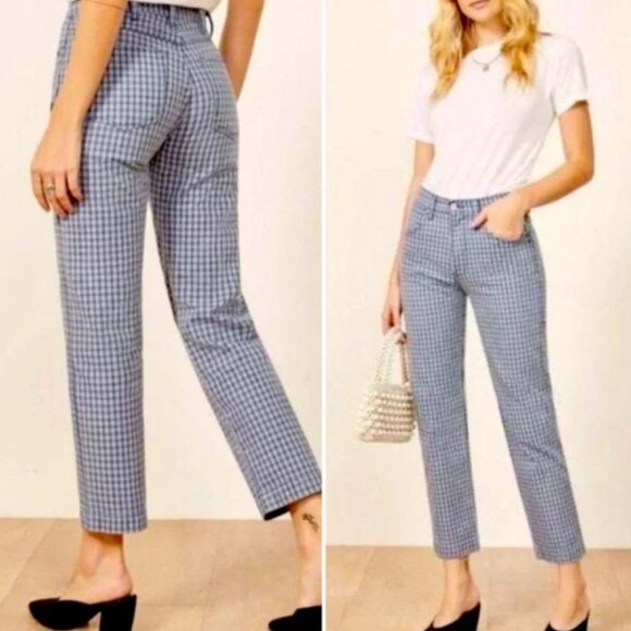 Reformation Women's Jeans - Size 26 - Blue Checked Pattern - Picture 1 of 5